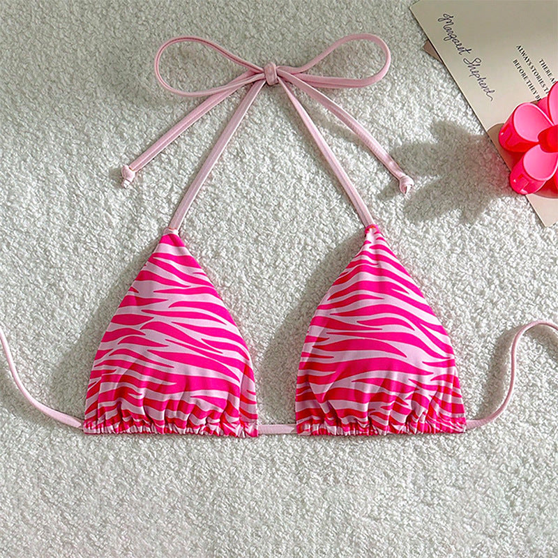 Damen Triangel-Bikinioberteil mit modischem Zebra-Muster Drune