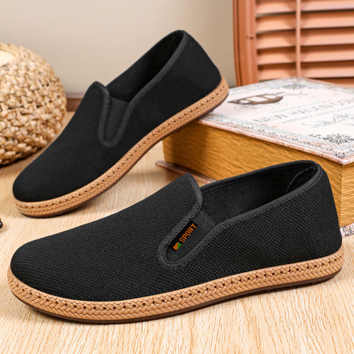Herren nan leichter Slip-On Freizeitschuh aus atmungsaktivem Strick mit geflochtener Leichtsohle Drune
