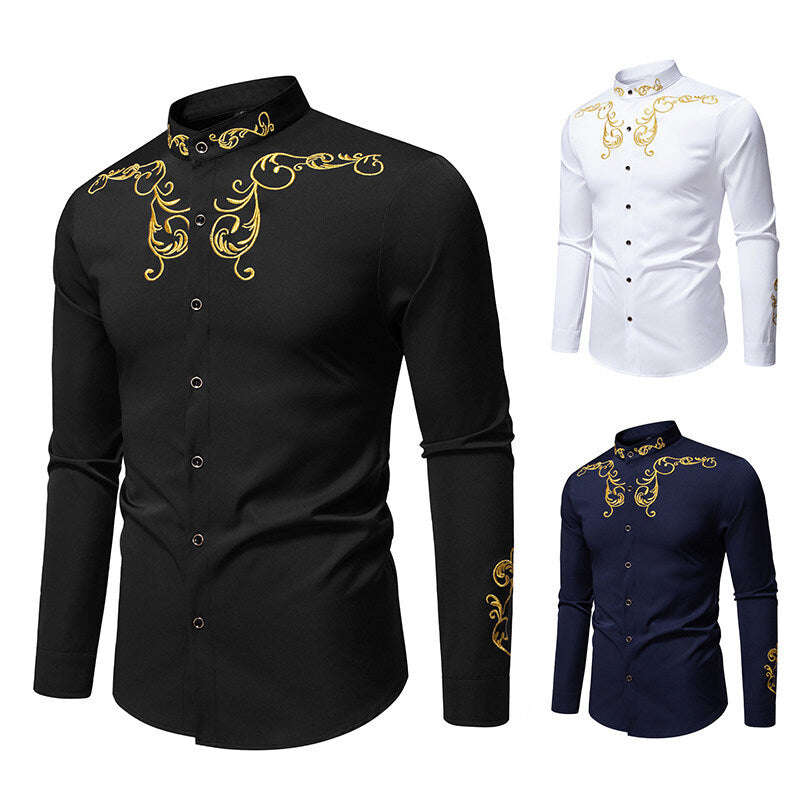Herren Langarmshirt mit elegantem Stickereidesign Drune