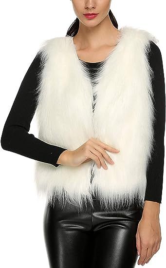 Damen Flauschige Kunstfellweste mit offenem Schnitt und weichem Innenfutter Drune