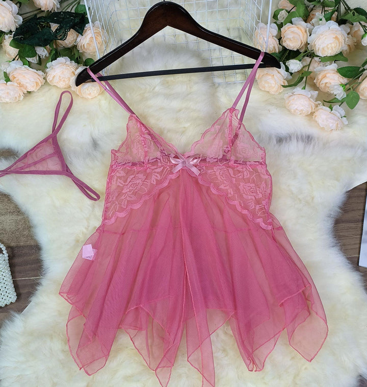 Damen verführerisches Negligé mit zartem Chiffon und Spitzenakzenten Drune