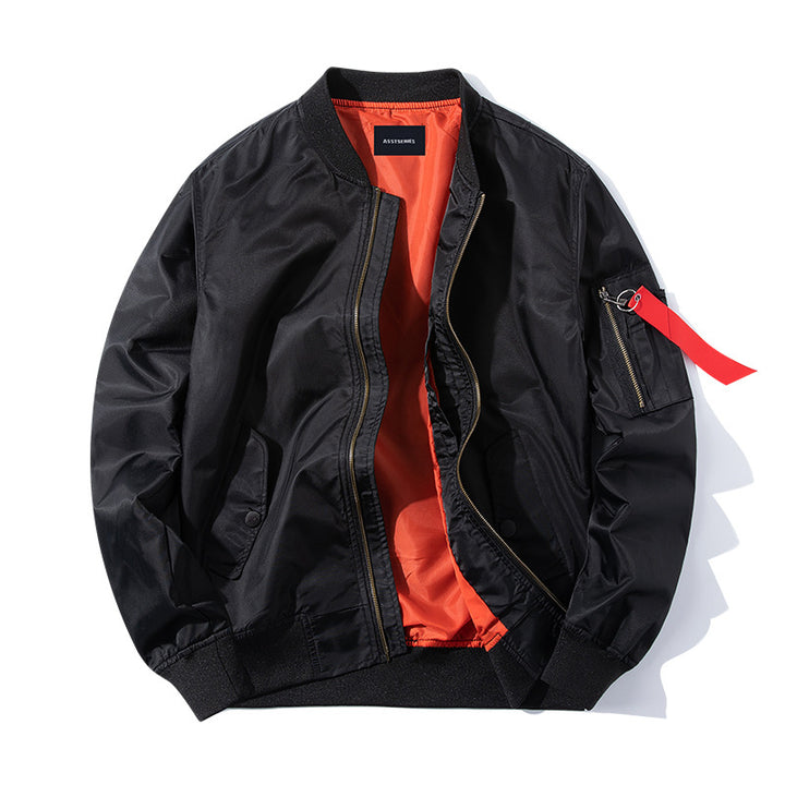Herren o Leicht Nylon Flug Bomberjacke mit hochsichtbarem Kontrastfutter, Ärmelsichtreißverschluss, Utility-Tasche und gerippten Abschlüssen Drune