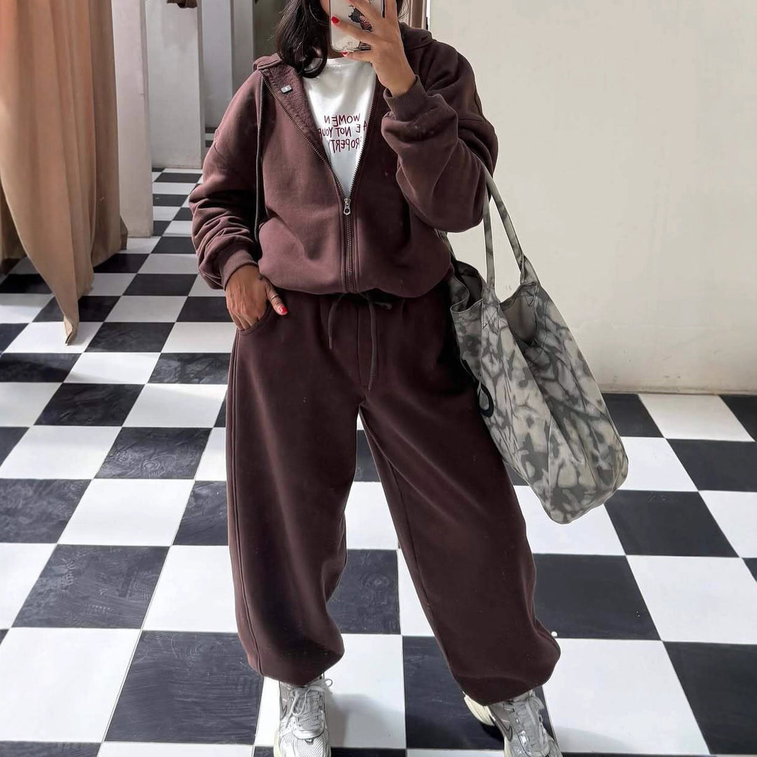 Damen gemütliches Fleece-Jogginganzug Drune