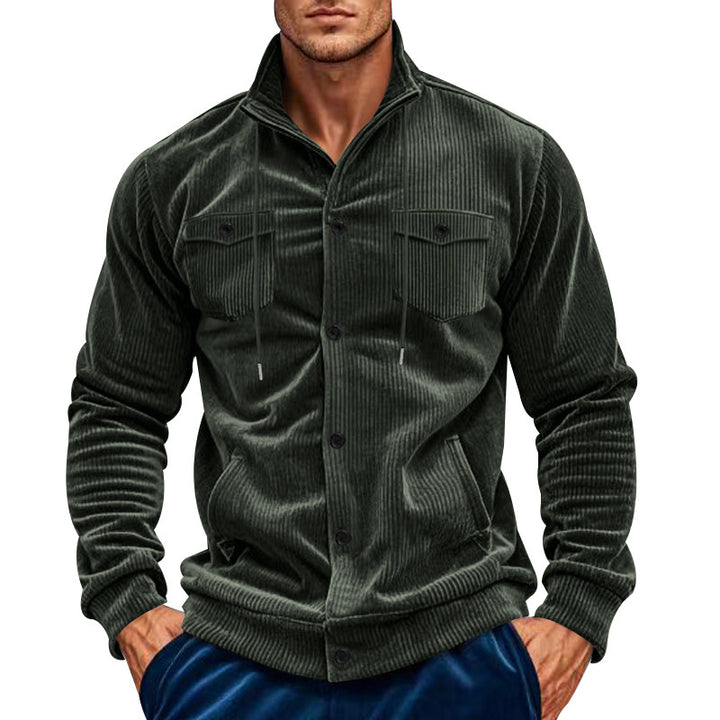 Herren nan Cord-Überhemdjacke mit Kentkragen, Druckknopfverschluss und aufgesetzten Brusttaschen Drune