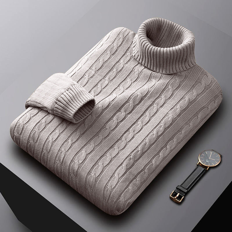 Herren nan grob gestrickter Rollkragenpullover mit Zopfmuster und wärmender Strickstruktur Drune
