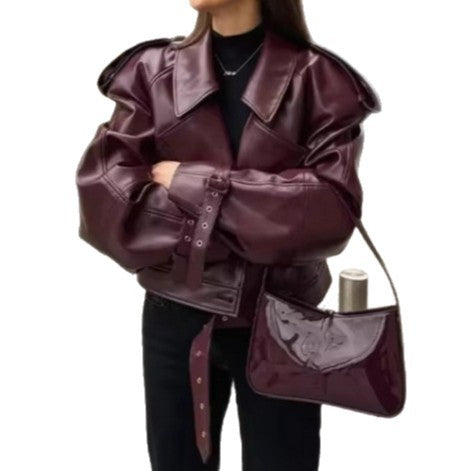 Damen modische Kunstlederjacke Drune