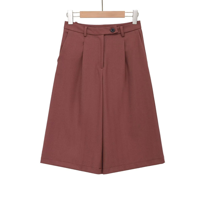 Damen weite Hochbund-Shorts mit eleganter Faltenlegung Drune