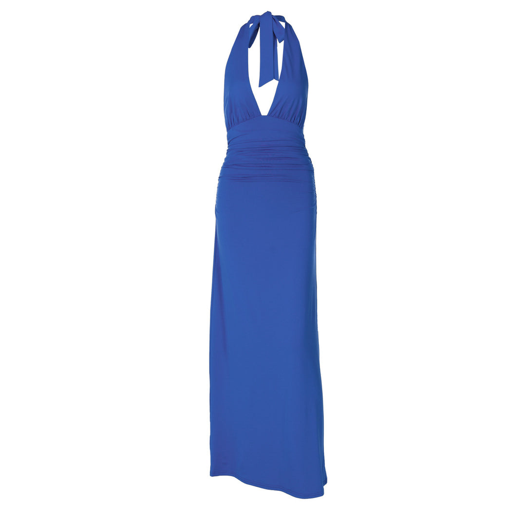 Damen Halter-Maxikleid mit eleganter Drapierung Drune