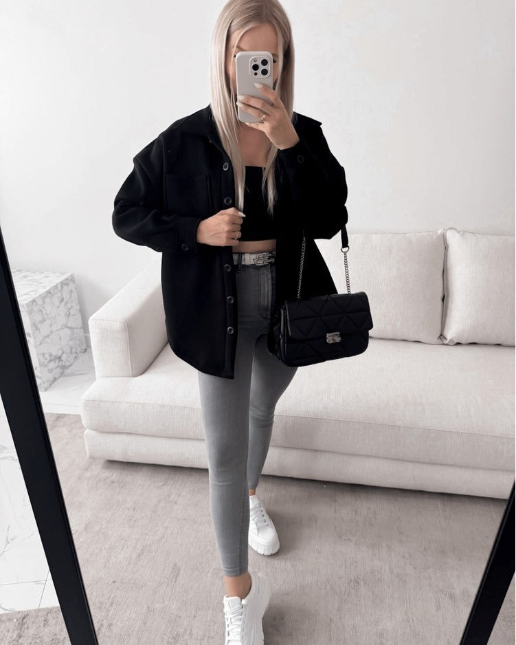Damen Lässige Overshirtjacke mit praktischen Taschen Drune