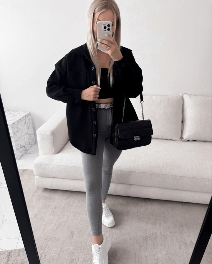 Damen Lässige Overshirtjacke mit praktischen Taschen Drune