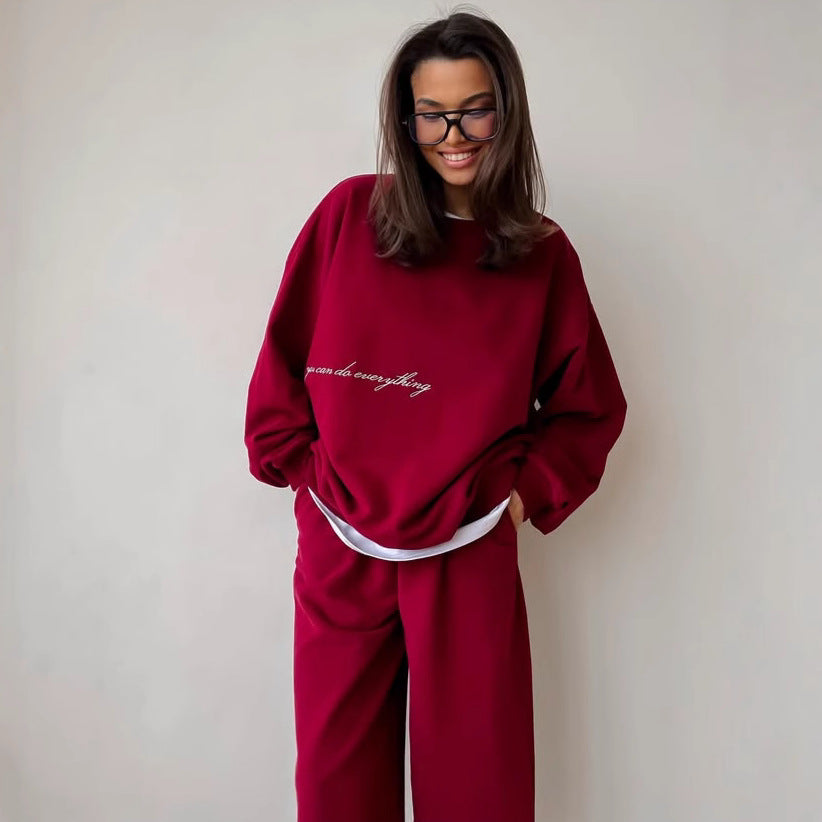 Damen bequemer Freizeit-Sweatanzug mit elastischem Bund und oversized Schnitt Drune