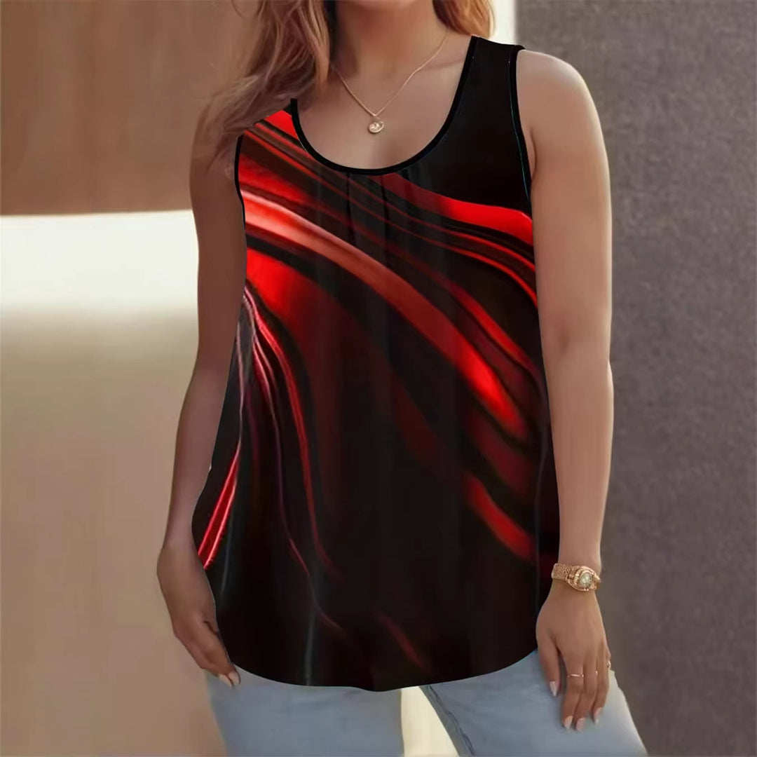 Damen Elegantes ärmelloses Oberteil mit modernem Wellendesign Drune