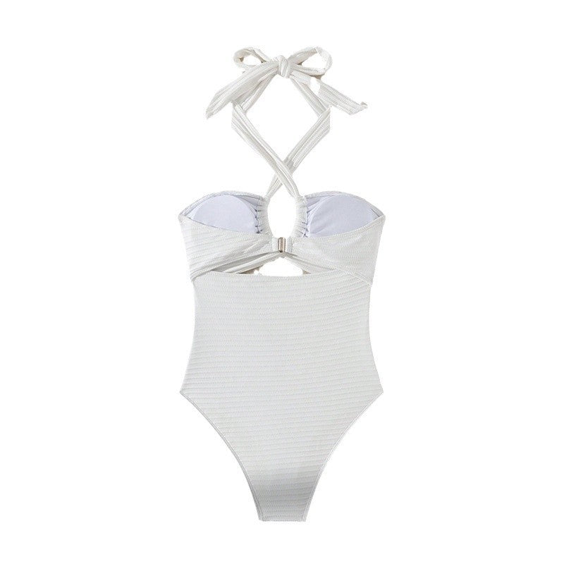 Damen Einteiler Badeanzug mit modischem Wickeldesign und aufregenden Cut-Out-Details Drune