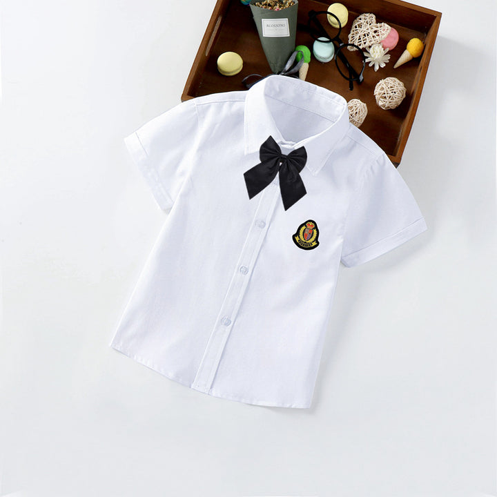 Jungen elegante kurzärmlige Bluse mit Fliege Drune