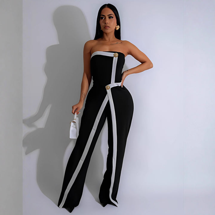 Damen-Jumpsuit mit elegantem Bustier-Oberteil und kontrastierenden Saumakzenten Drune