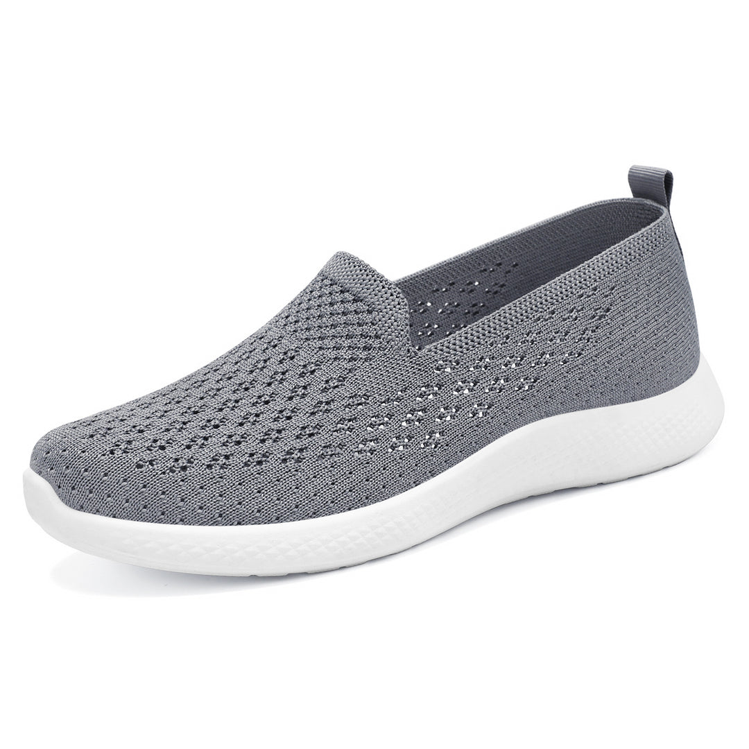 Damen nan nahtloser Strick-Slipper mit perforierter Luftnetzstruktur, ergonomischem Memory-Fußbett und leichter EVA-Dämpfung Drune