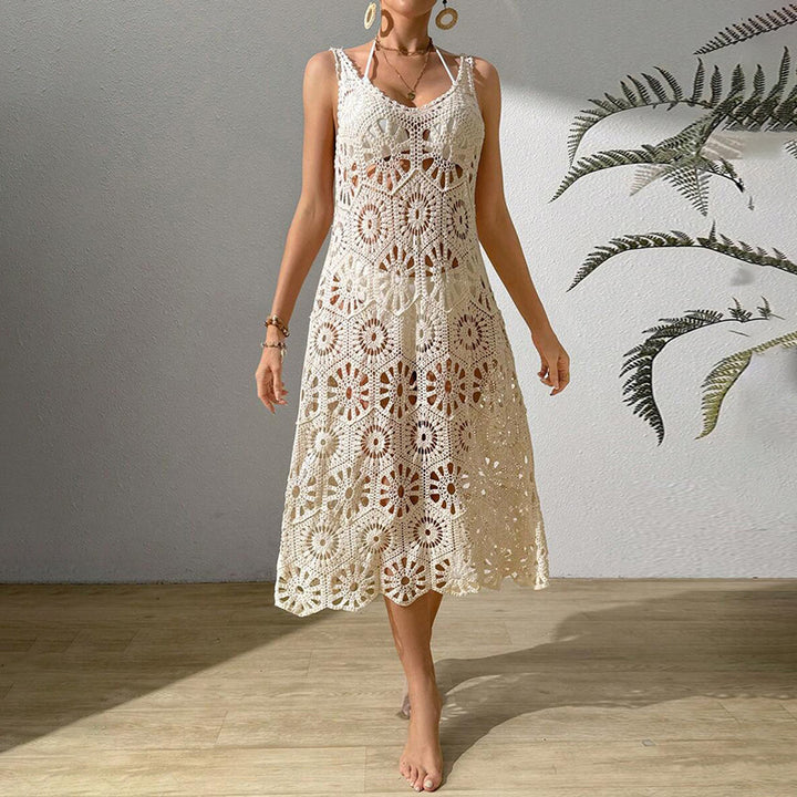 Damen luftiges Häkel-Maxikleid Drune
