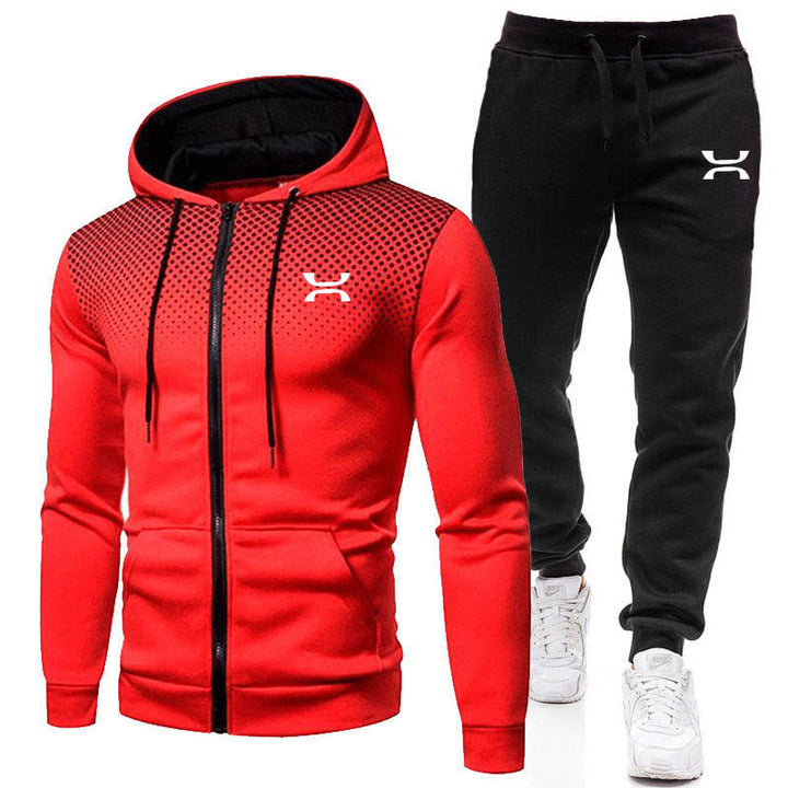 Drune Herren Sportanzug mit Reißverschluss-Hoodie und Jogginghose
