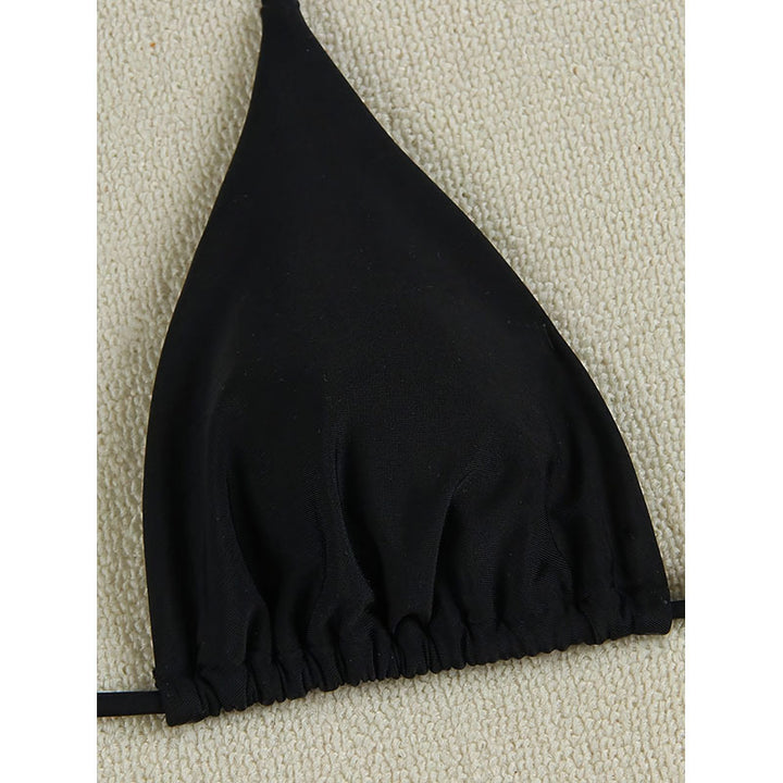 Damen Eleganter Triangel-Bikini mit goldener Applikation Drune