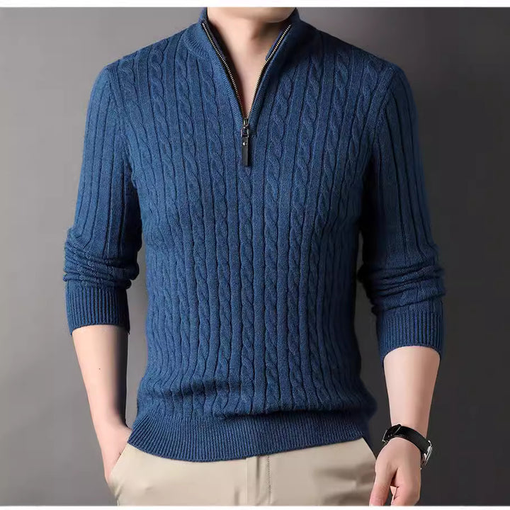 Herren Pullover mit Zipper und strukturiertem Zopfmuster Drune