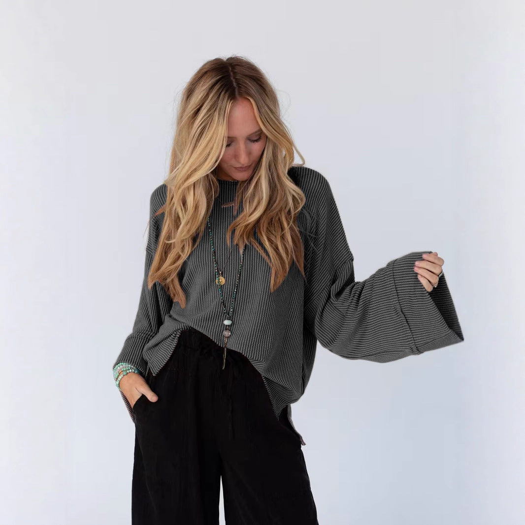 Damen lässiges Oversize-T-Shirt mit strukturiertem Muster Drune