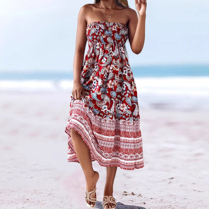 Damen Sommerlicher Maxirock mit floralen Mustern und voluminösem Saum Drune