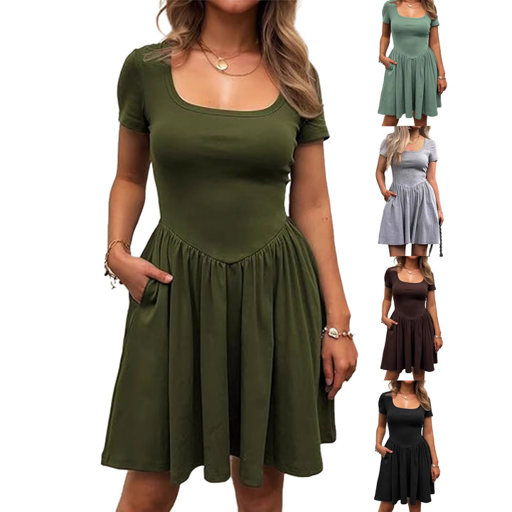 Damen Kurzarm Kleid Drune