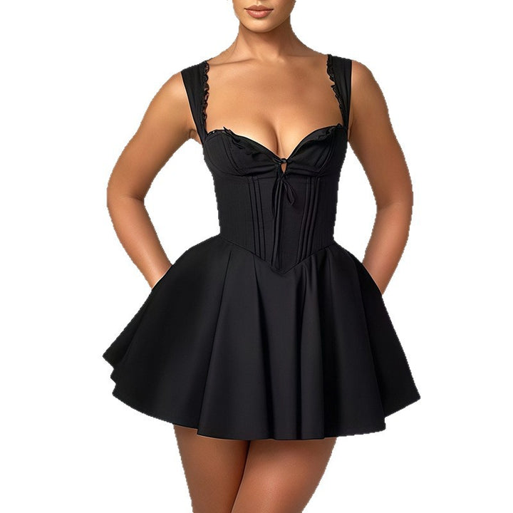 Damen Mini-Kleid mit Corsage und Rüschen Drune