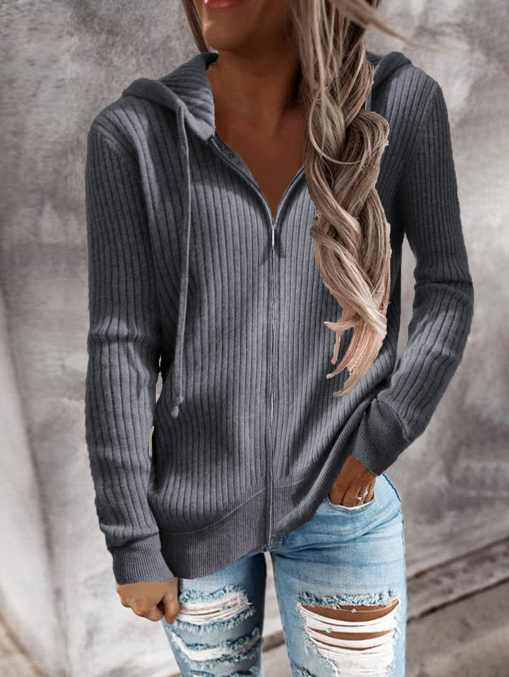 Damen Strickjacke mit Kapuze und seitlichen Taschen Drune