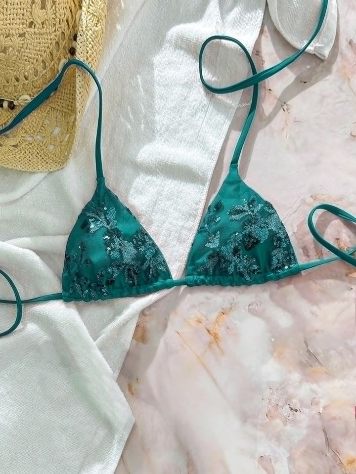 Damen Triangel-Bikini mit funkelnden Pailletten Drune