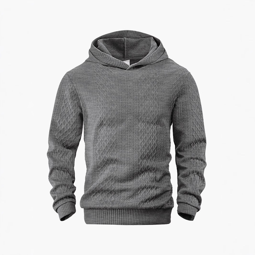 Herren nan strukturierter Schlauchkragen-Pullover mit Kapuze und Waben-Jacquard Drune