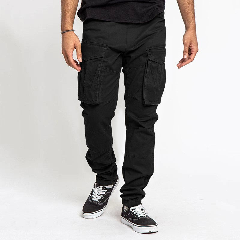 Herren nan tapered Cargo-Hose mit großen Klappentaschen, verstärkten Knien und schmal zulaufendem Bein Drune