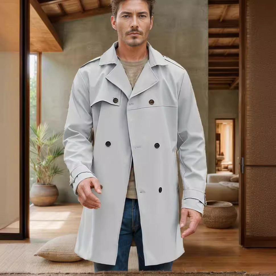 Herren modischer Trenchcoat mit praktischen Seitentaschen und abnehmbarem Innenfutter Drune