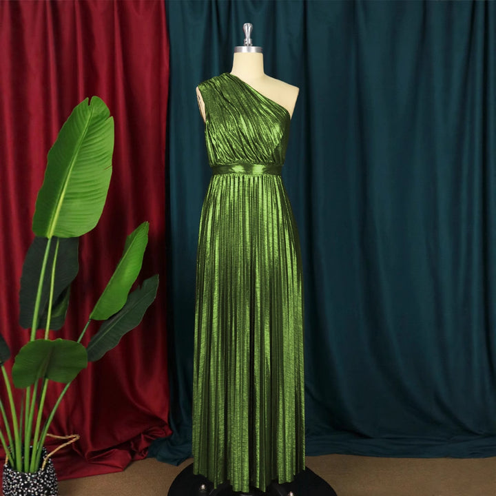 Damen plissiertes Abendkleid mit schimmerndem Oberteil Drune