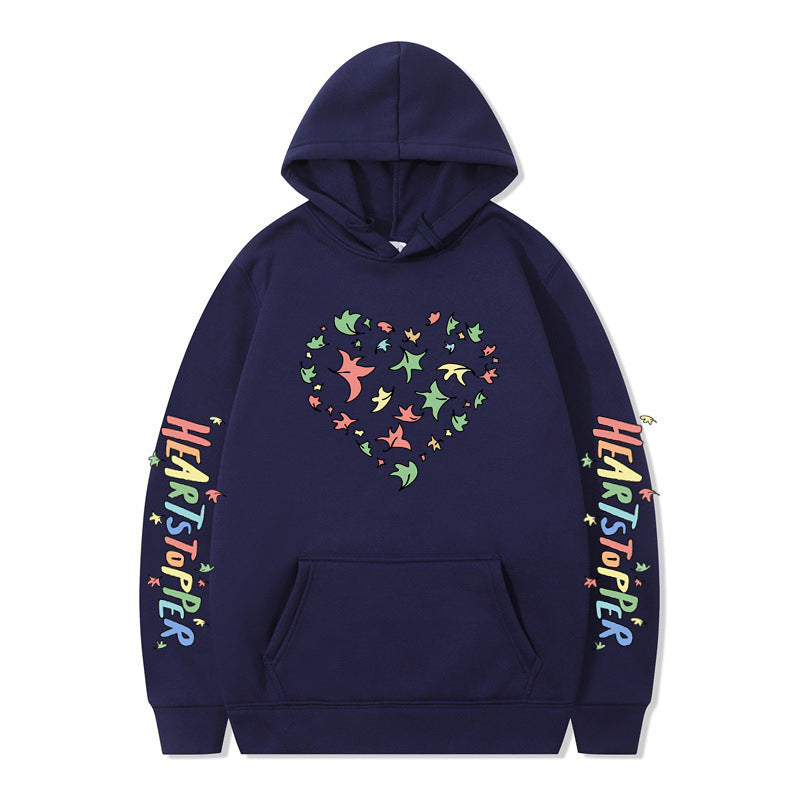 Damen Kapuzenpullover mit kreativem Herz- und Blattmotiv Drune