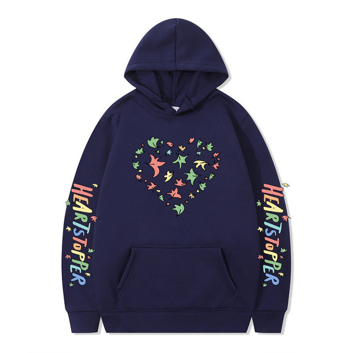 Damen Kapuzenpullover mit kreativem Herz- und Blattmotiv Drune