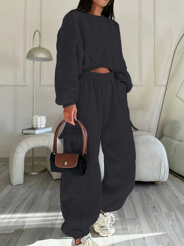 Damen lässiges Sweat-Outfit mit weitem Schnitt Drune
