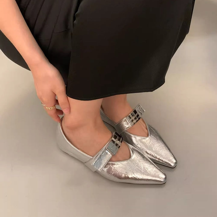 Damen elegante Ballerinas mit stilvollem verstellbarem Riemen Drune