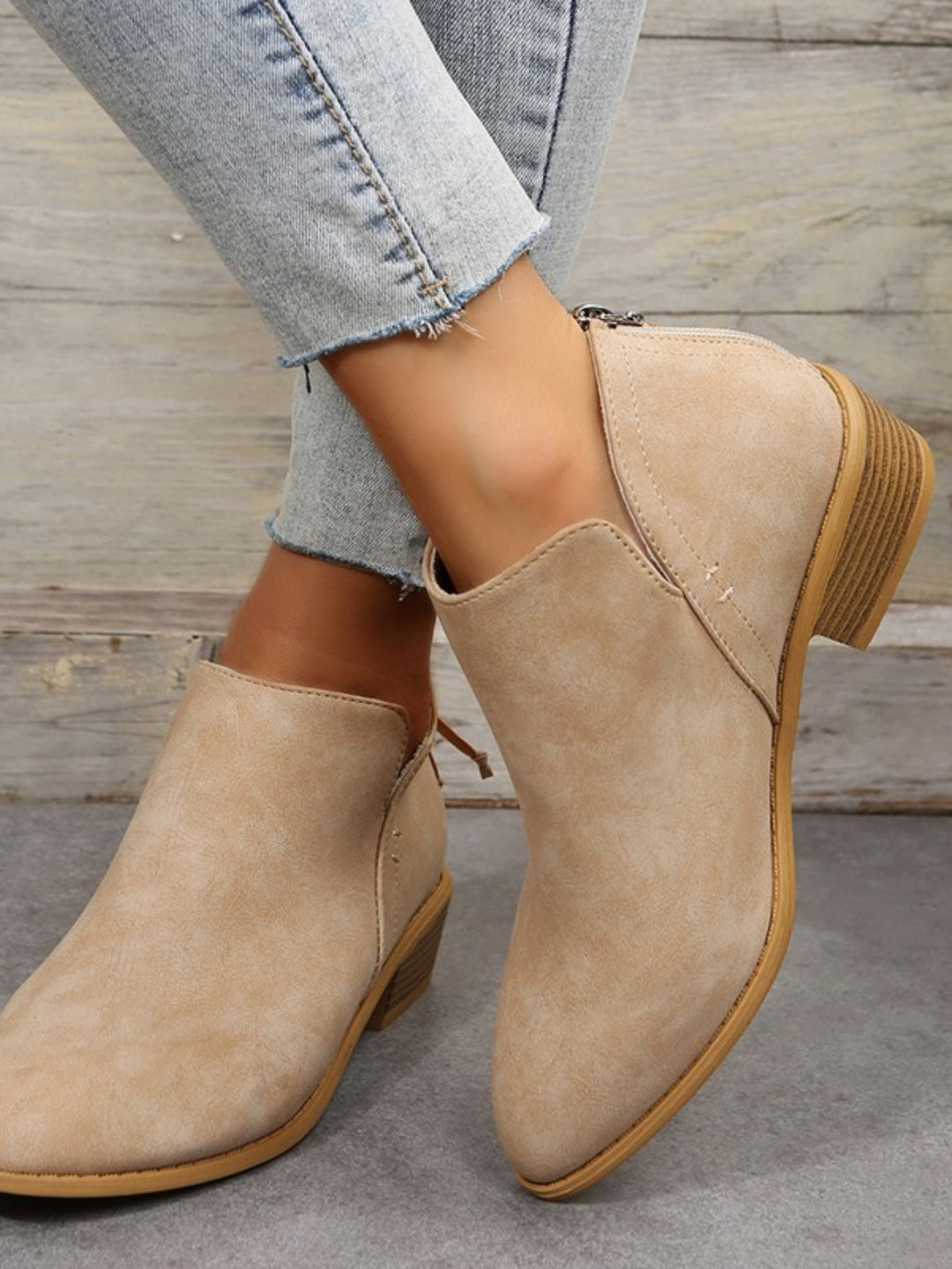 Damen nan elegante Kurzstiefelette aus Wildlederimitat mit verdecktem Fersenreißverschluss und gepolsterter Komfortinnensohle Drune