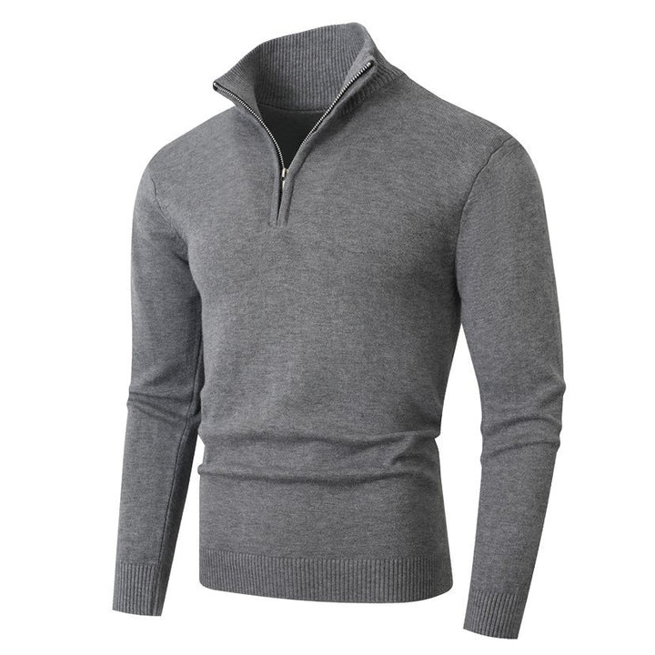 Herren Pullover mit modernem halben Reißverschluss und feiner Rippenstruktur Drune