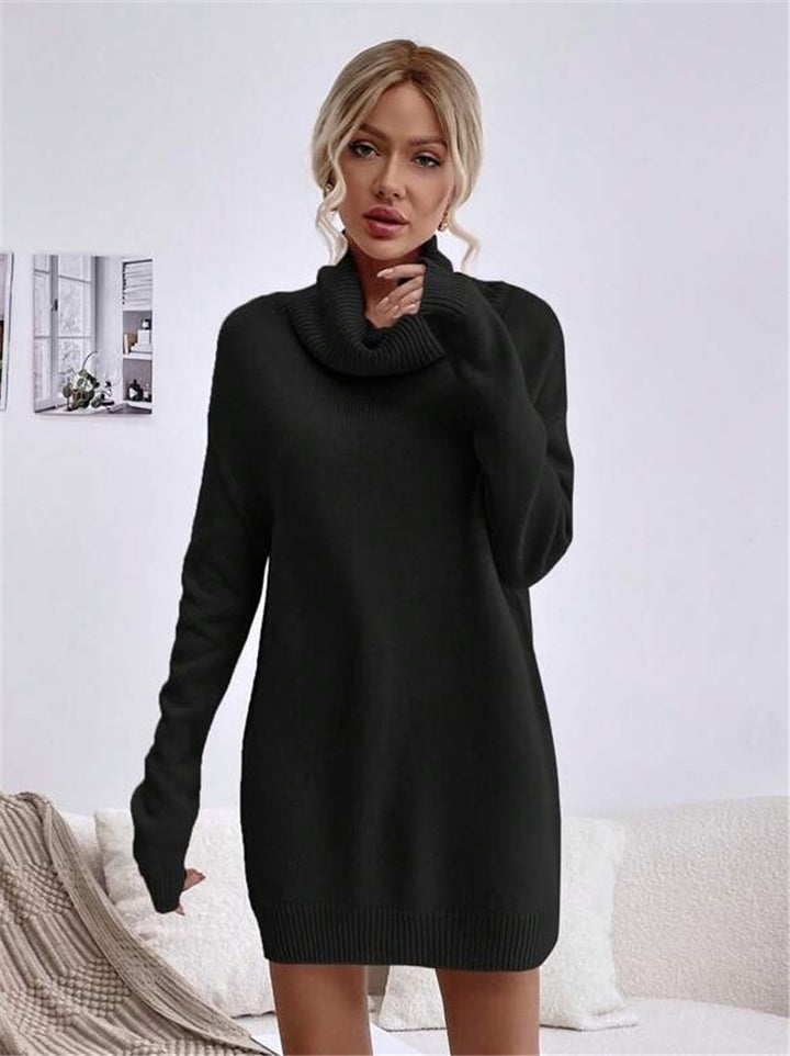 Damen Knitdress mit hohem Kragen und Oversized-Schnitt Drune