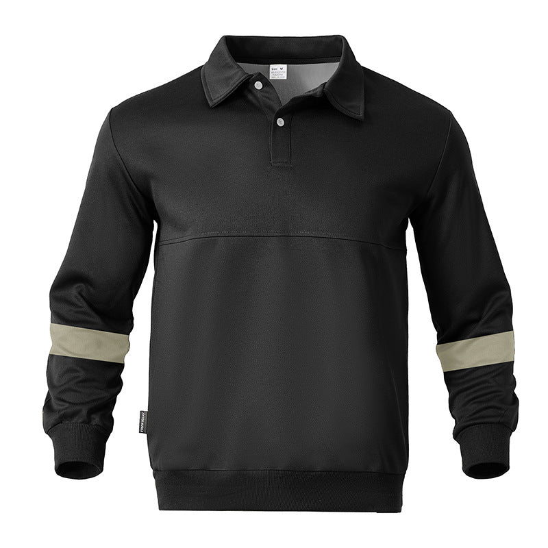 Herren sportlicher Langarm-Polo mit modernem Design und Kontrastärmel Drune