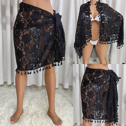 Damen Häkel-Strandsarong mit eleganten Fransen Drune