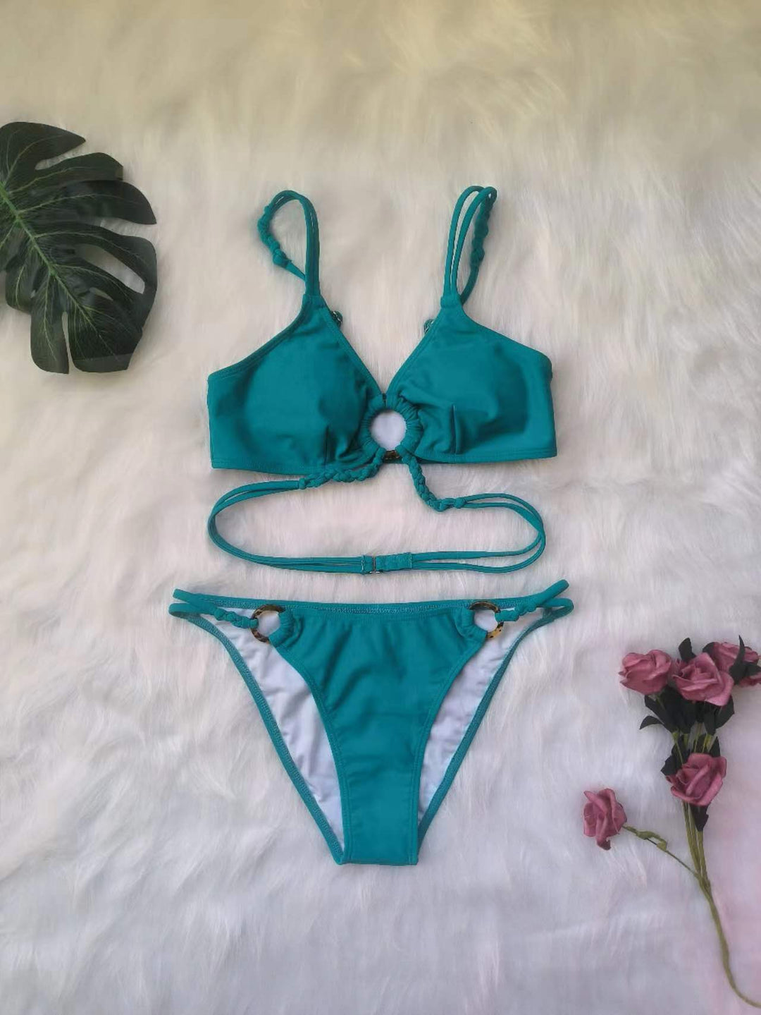 Damen Triangel-Bikini mit kreativen Knotendetails Drune