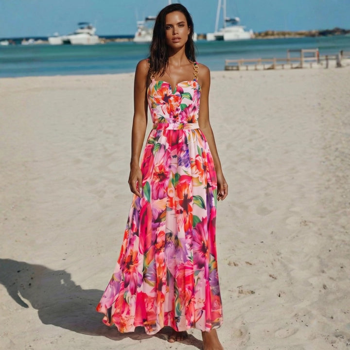 Damen eleganter Badeanzug mit floralem Wickelrock Drune