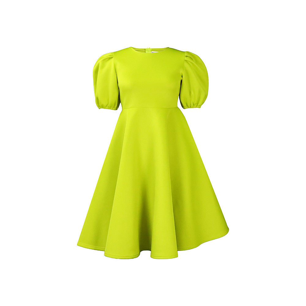 Drune | Elegante Einfarbige Off The Shoulder A-Linie Kurze Ärmel Kleid