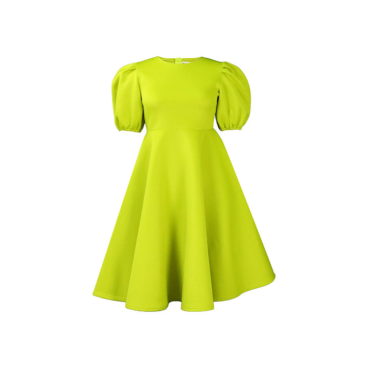 Drune | Elegante Einfarbige Off The Shoulder A-Linie Kurze Ärmel Kleid