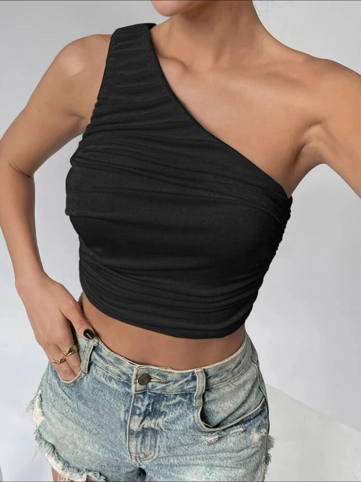 Damen Asymmetrisches Crop-Top mit Rüschendetails Drune