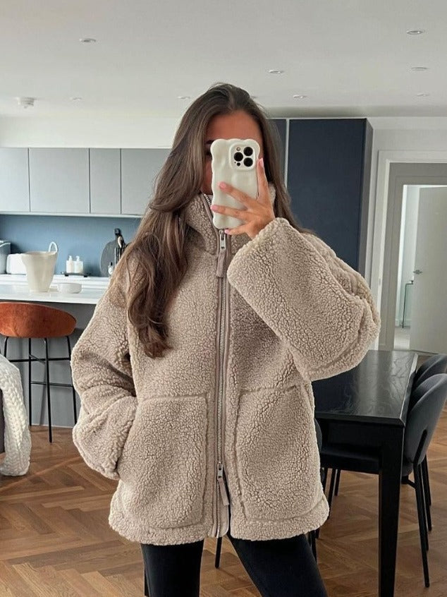Femme Cozy Sherpa Zip-Up Jacke Drune