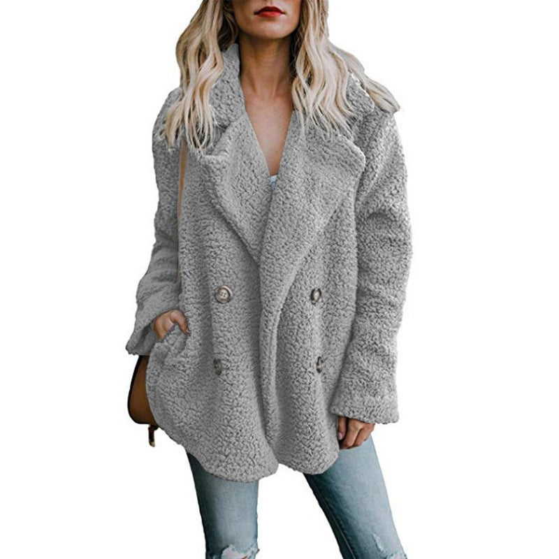 Damen kuschelige Bouclé-Jacke Drune